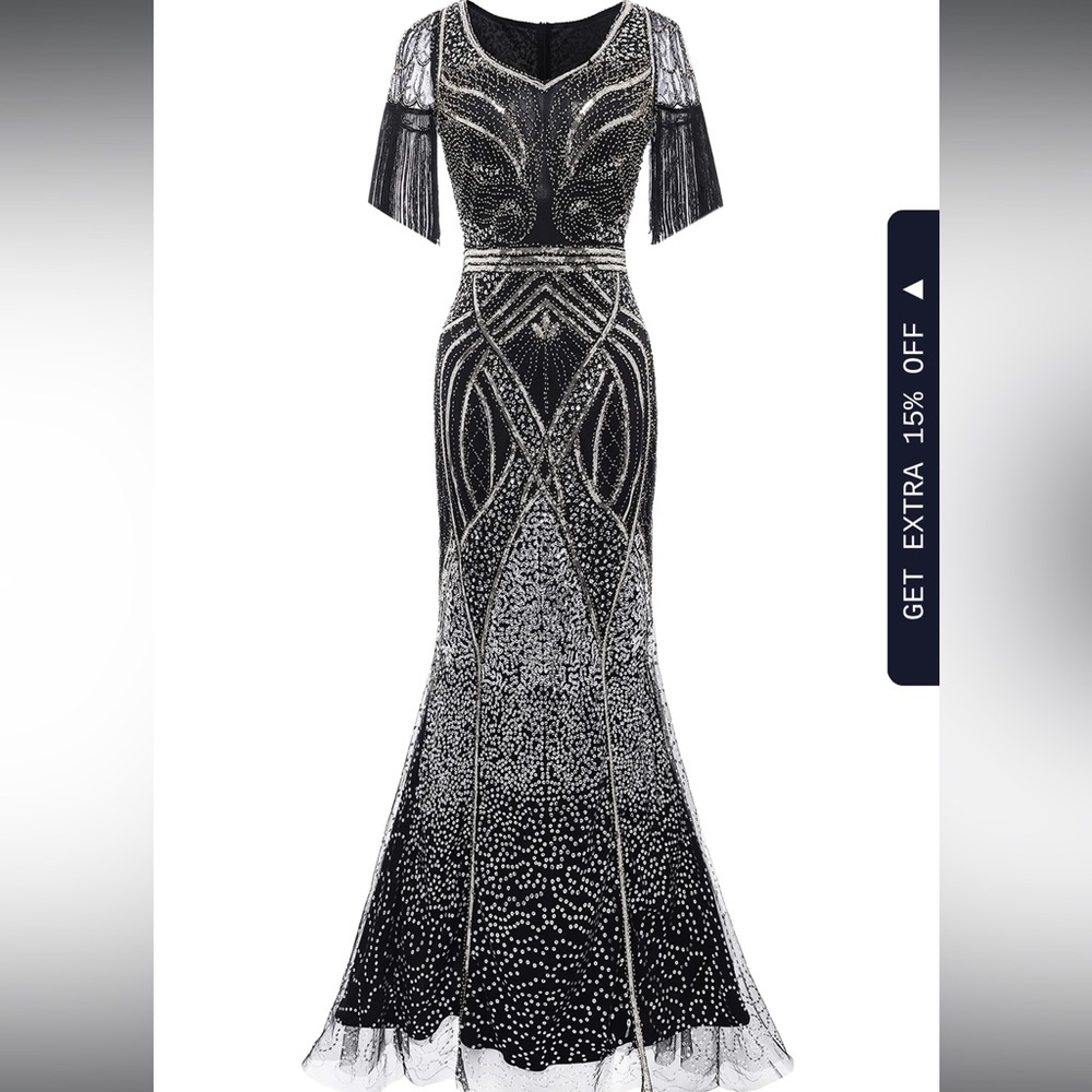 NEW w/o tags Babeyond Great Gatsby roaring 1920’s long mermaid dress - flapper